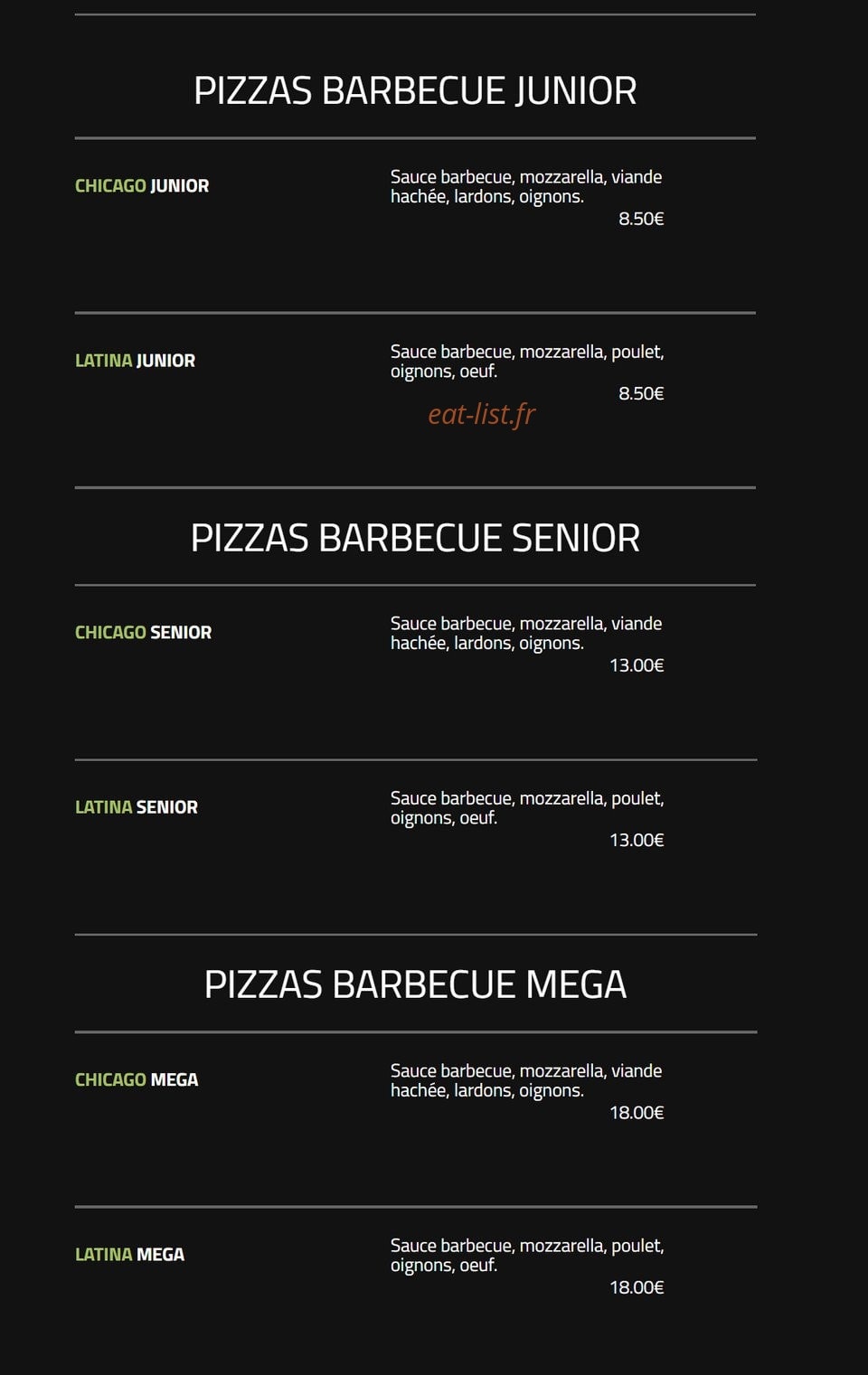Andiamo Pizza — carte page 18