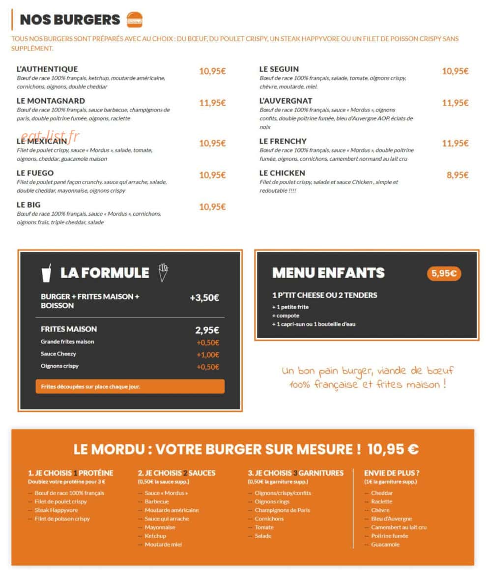 Les Mordus du Burger — carte page 1