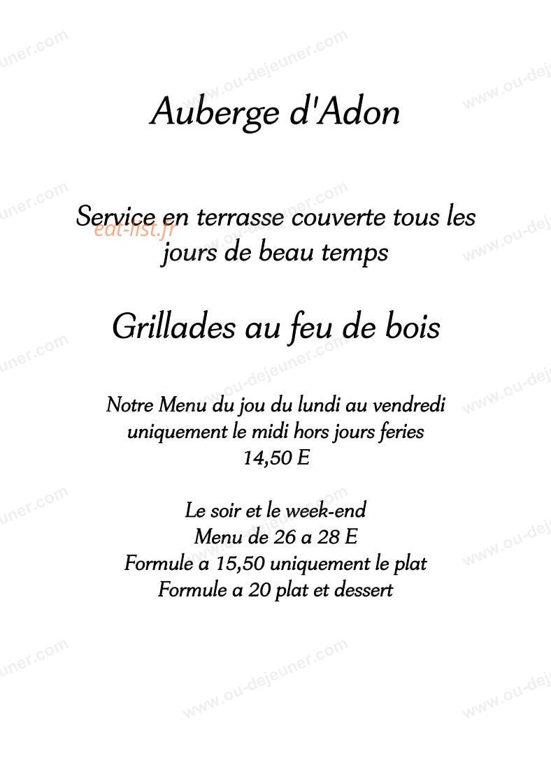 Auberge d'adon — carte page 1