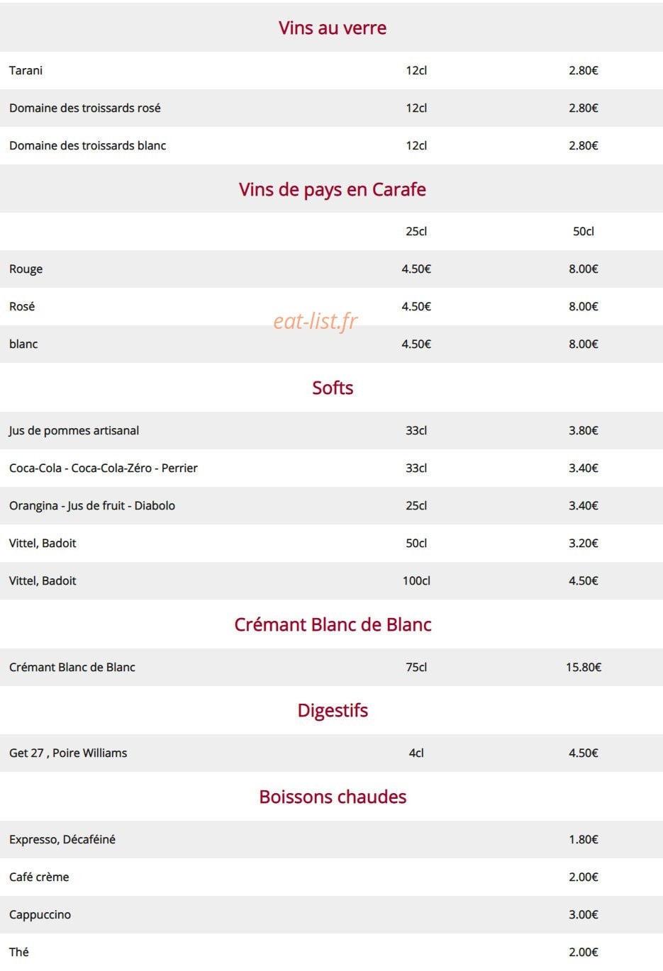 Auberge du Cheval Rouge — carte page 6