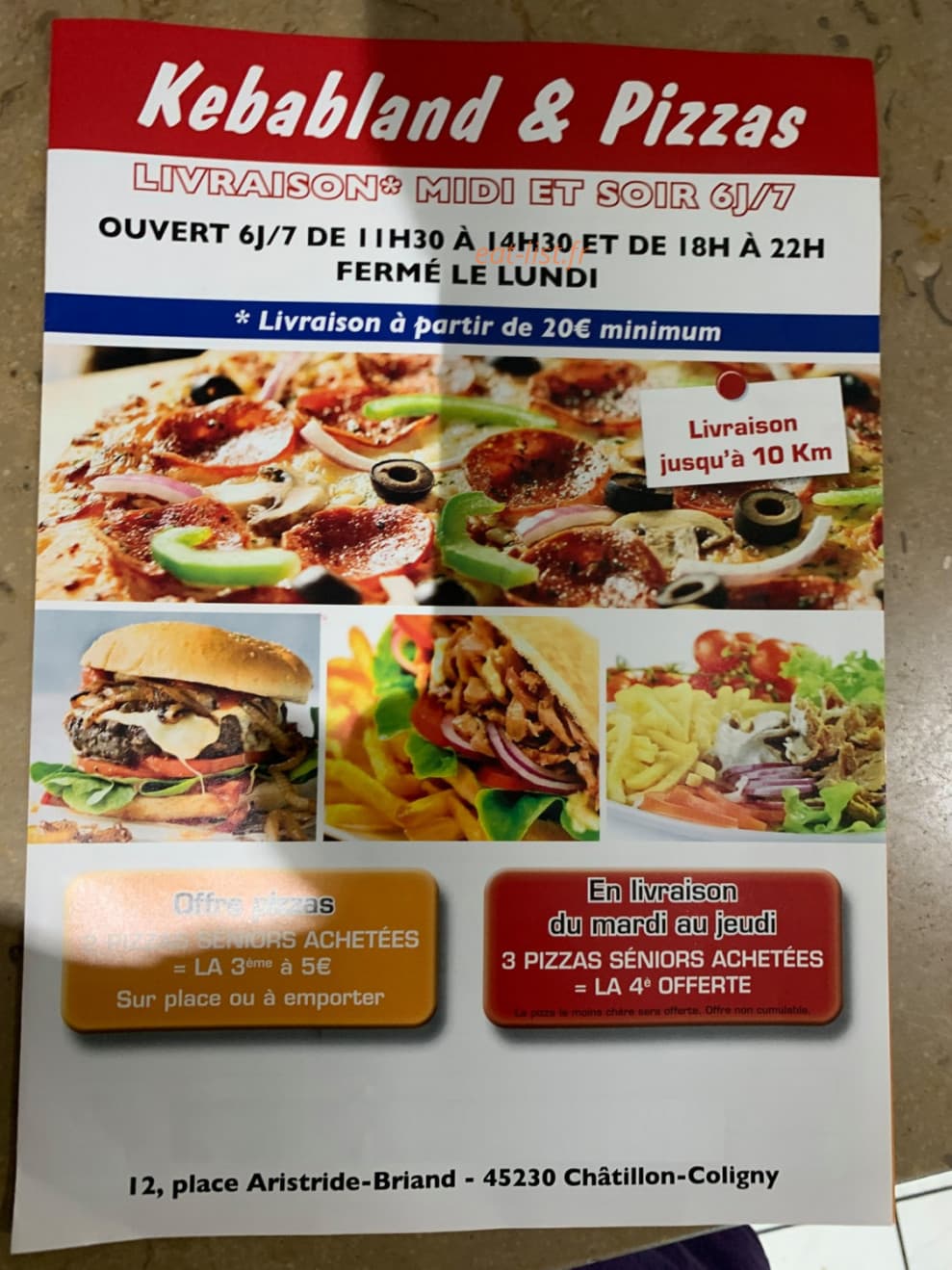 Kebabland and  Pizza — carte page 1