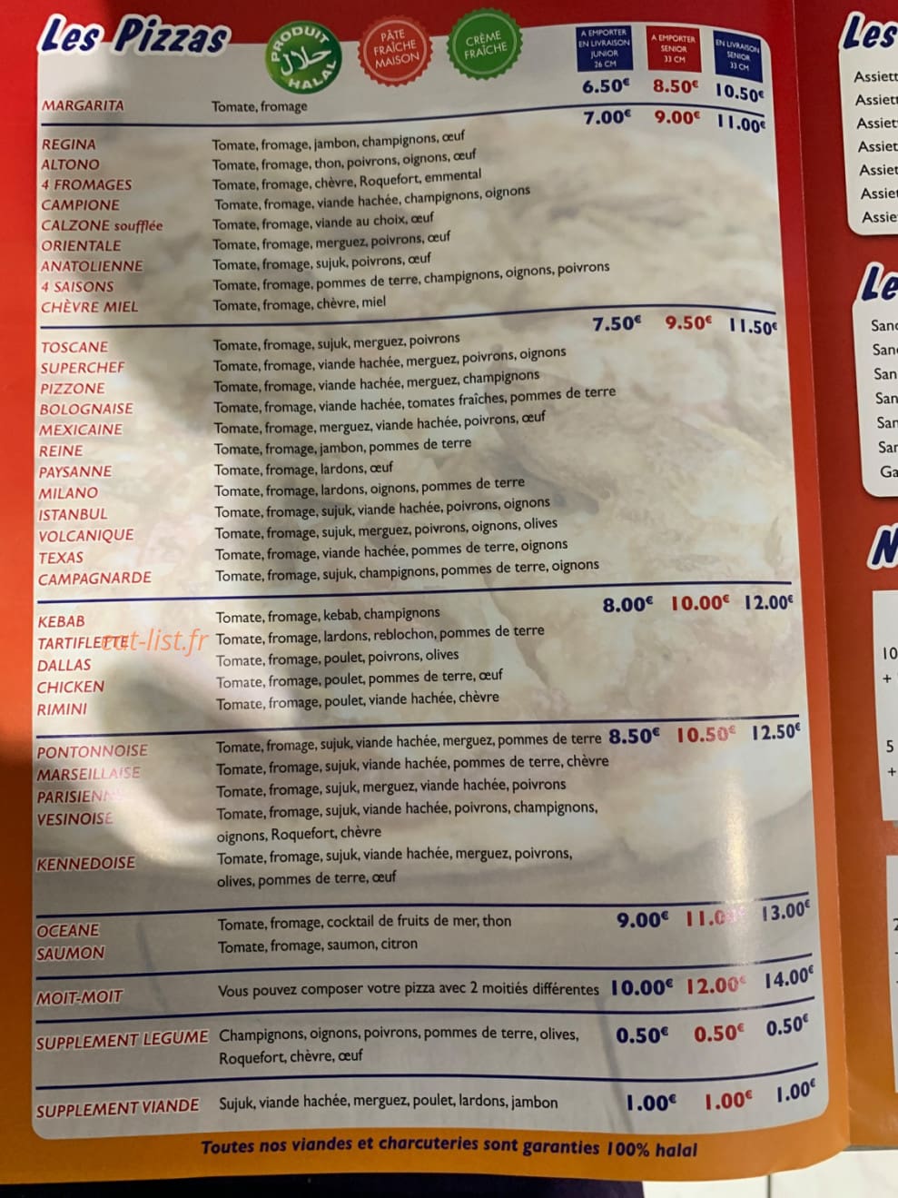 Kebabland and  Pizza — carte page 2