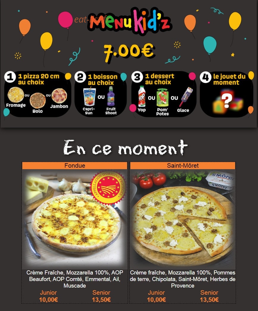 Hop'la Pizza — carte page 1