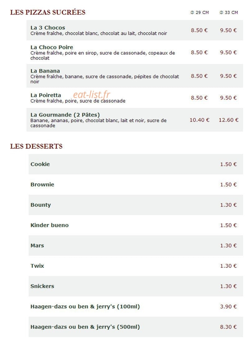 Le Kiosque à Pizzas — carte page 5