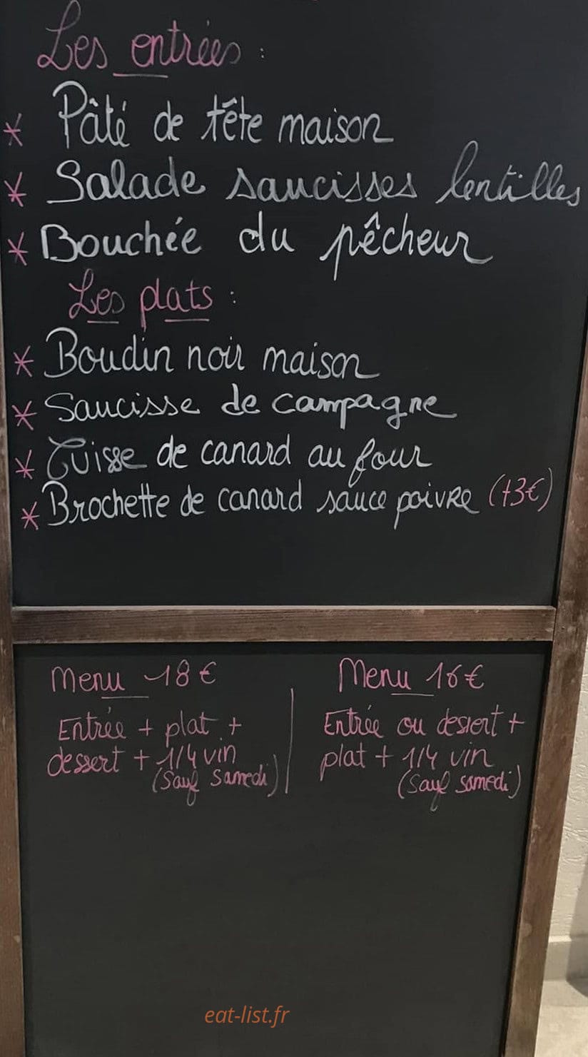 Bistrot de Coudroy — carte page 1
