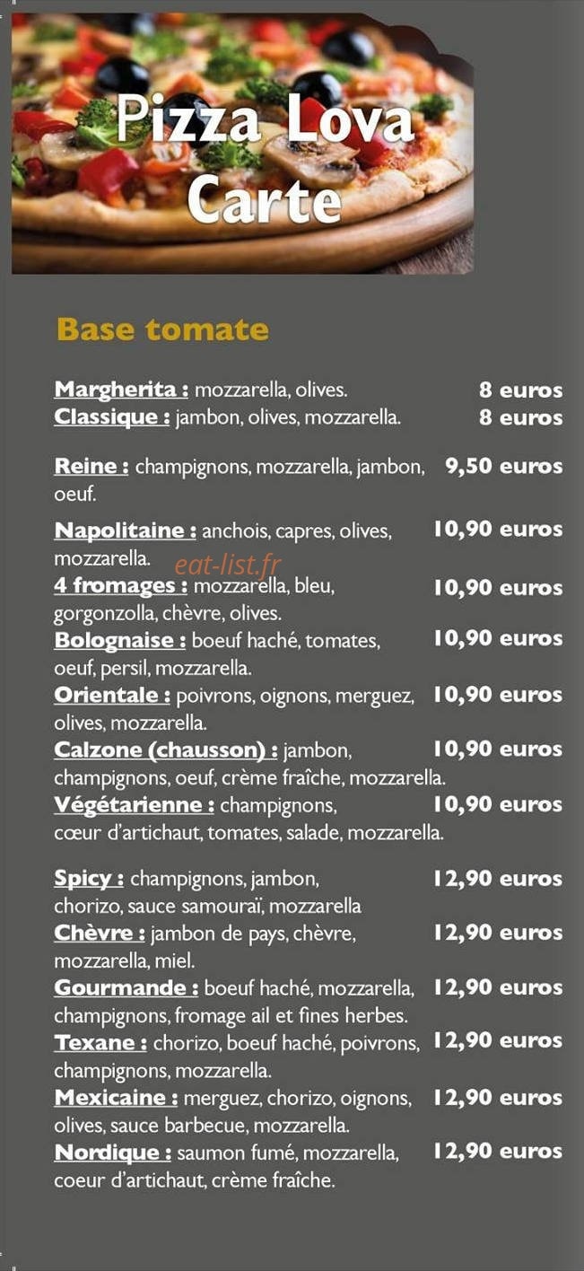 Pizza Lova — carte page 2