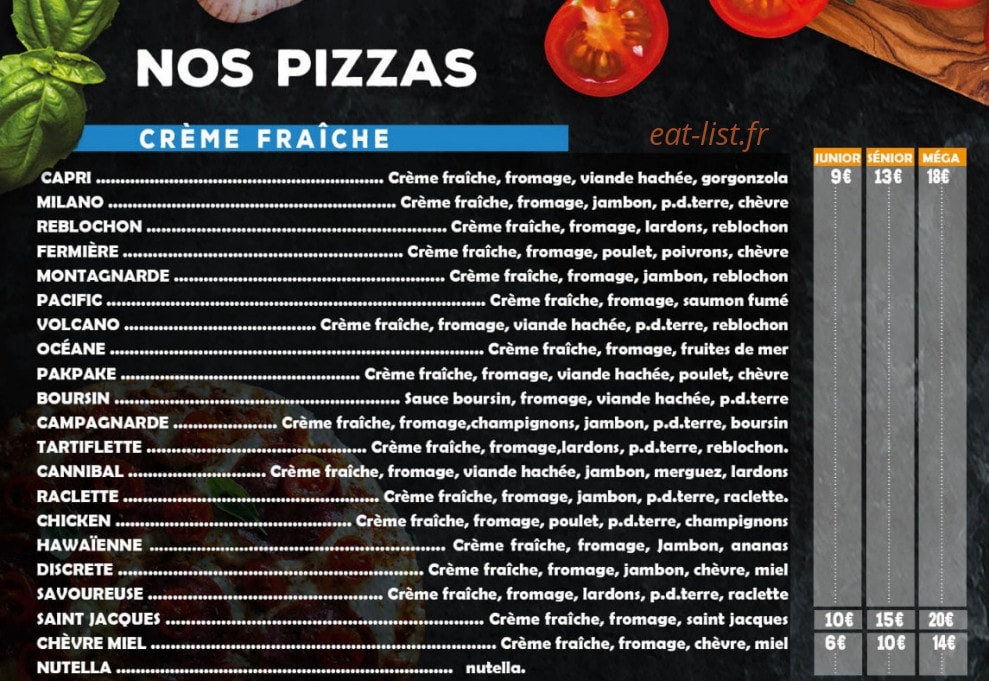 Rapido's Pizza — carte page 2