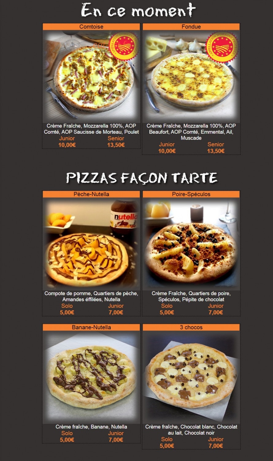Hop'la Pizza — carte page 2