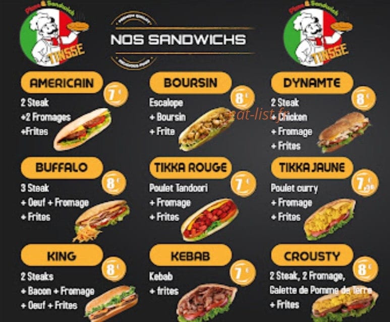 Pizzeria Tinsse — carte page 4