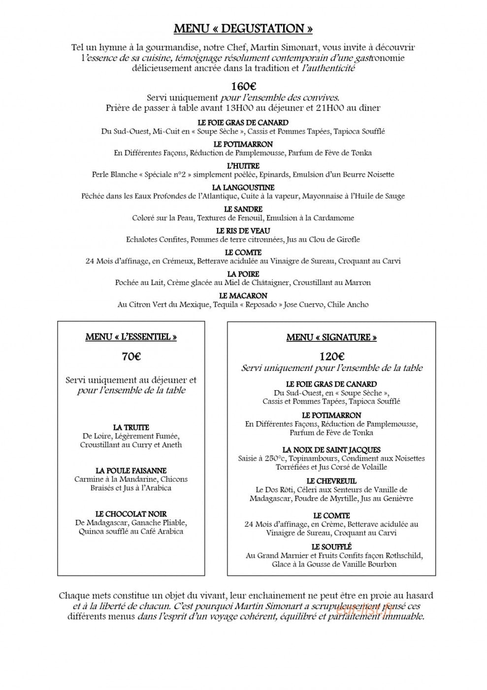 Auberge des Templiers — carte page 2