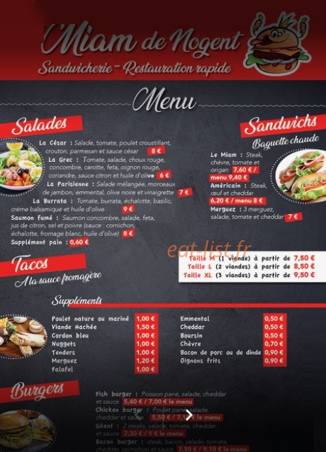 Le Miam De Nogent — carte page 1