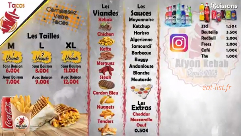 Afyon Kebab — carte page 3