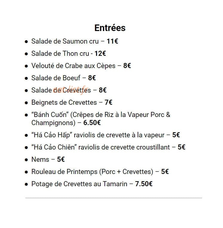Aux saveurs lointaines — carte page 1