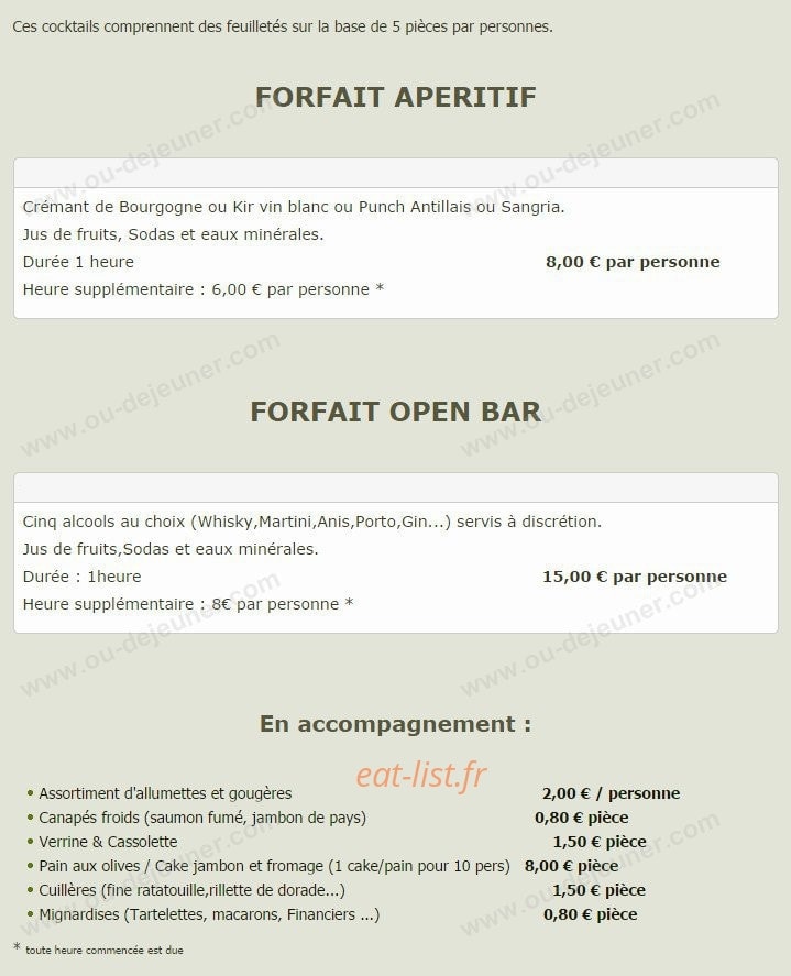 Traiteur Fraicheur — carte page 1