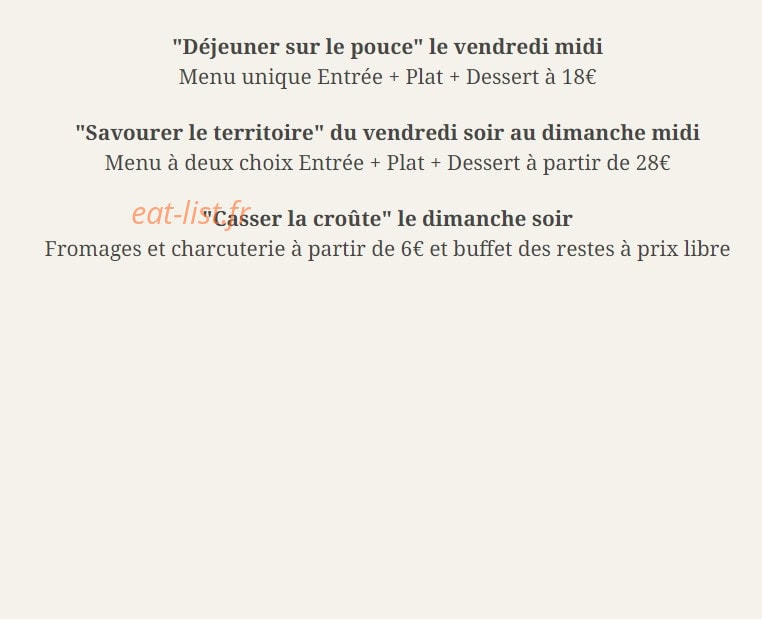 Carte et menu de Aux bons vivres à Yevre la Ville — La carte