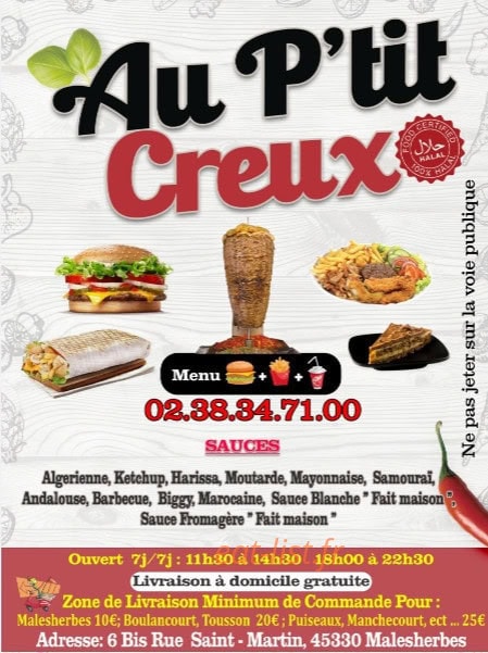 Au P'tit Creux Malesherbe — carte page 5