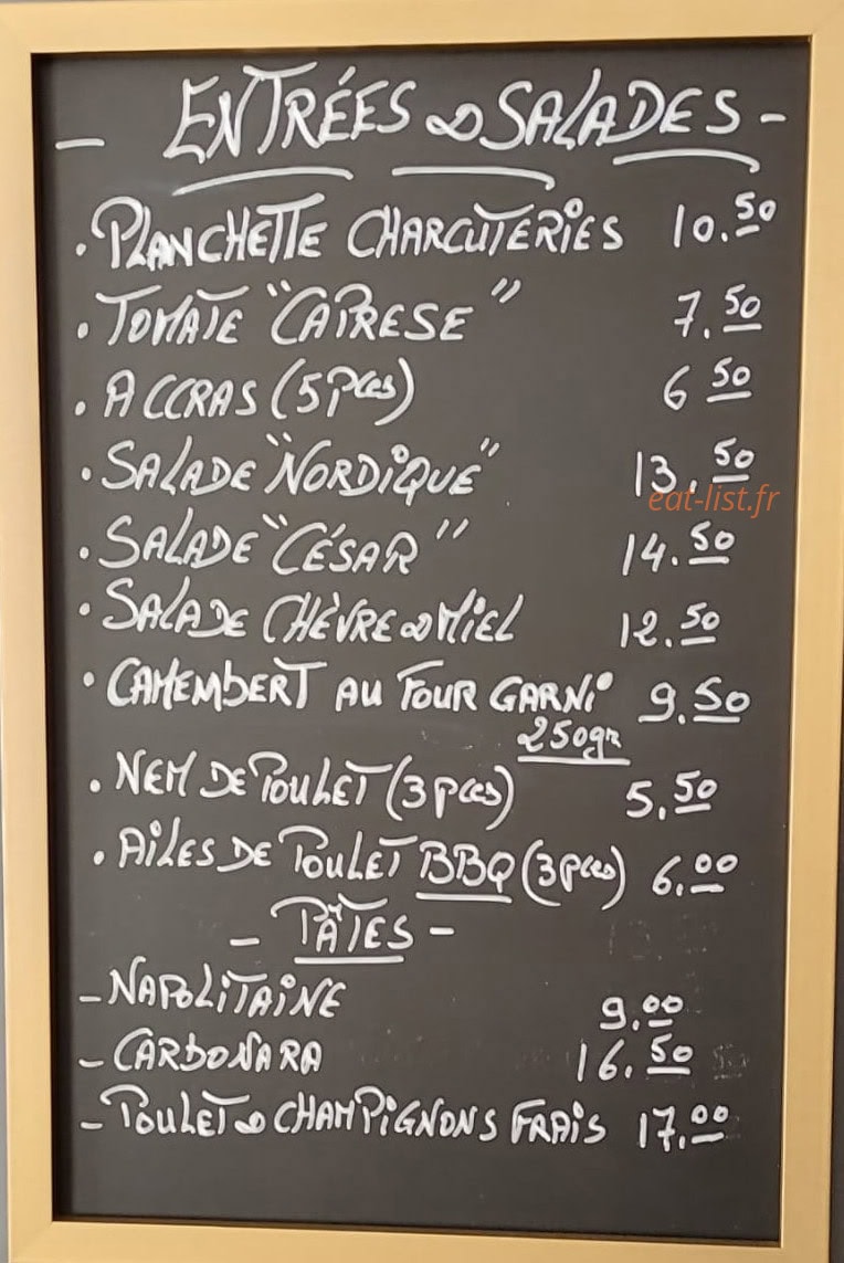 Carte et menu de Bistrot d'Ici et d'Ailleurs à Le Malesherbois — Les entrées et salades