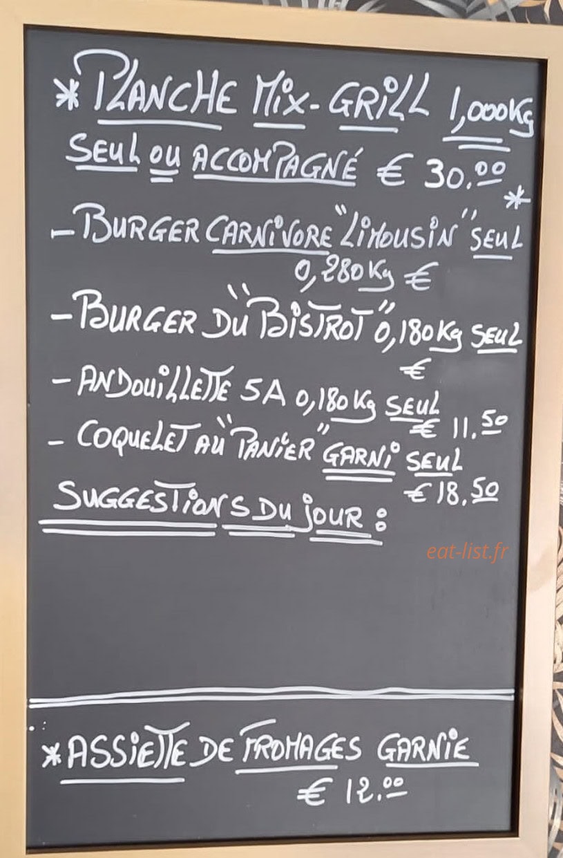 Carte et menu de Bistrot d'Ici et d'Ailleurs à Le Malesherbois — Les planches