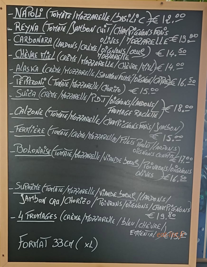 Carte et menu de Bistrot d'Ici et d'Ailleurs à Le Malesherbois — Les pizzas