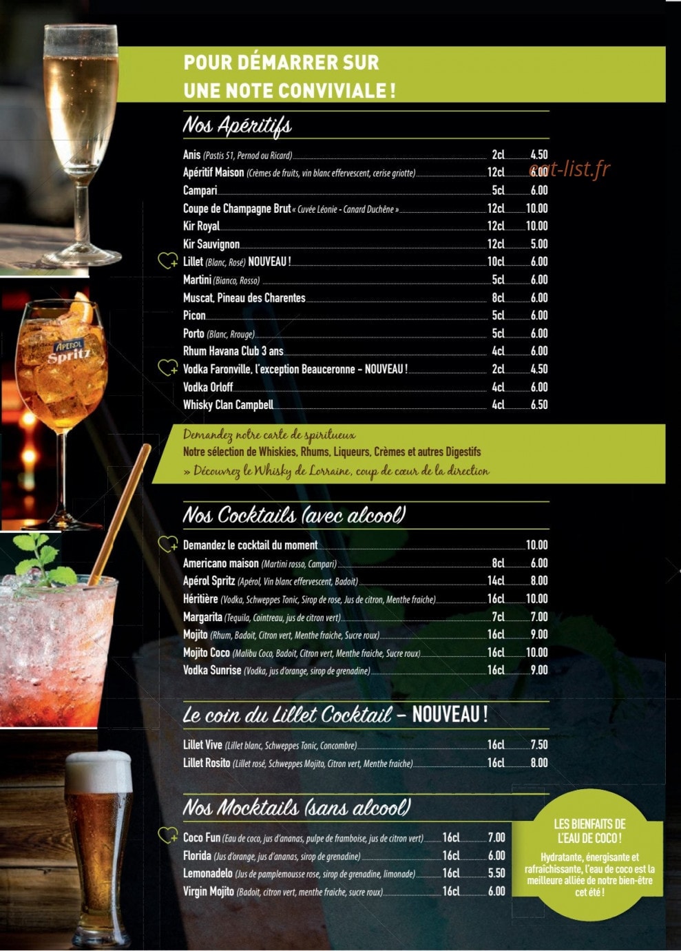 Carte et menu de Ecu de France Officiel à Le Malesherbois — Apéritifs et cocktails