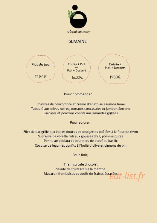 Cocotte — carte page 1