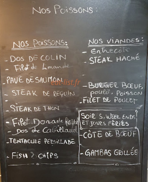 Carte et menu de Sarl The Black Pearl à La Chapelle Saint Mesmin — Exemple de menu