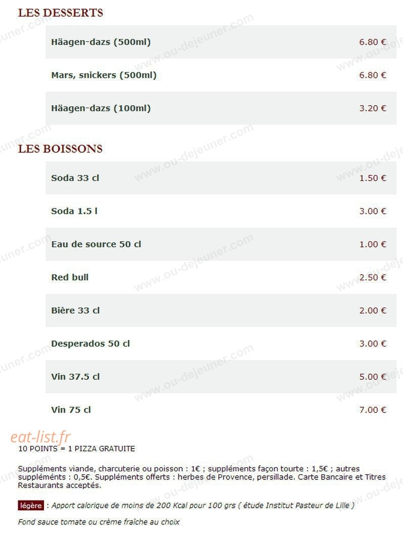 Le Kiosque à Pizzas — carte page 4