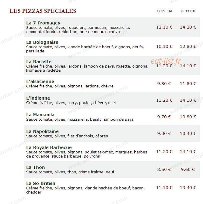 Le Kiosque à Pizzas — carte page 2