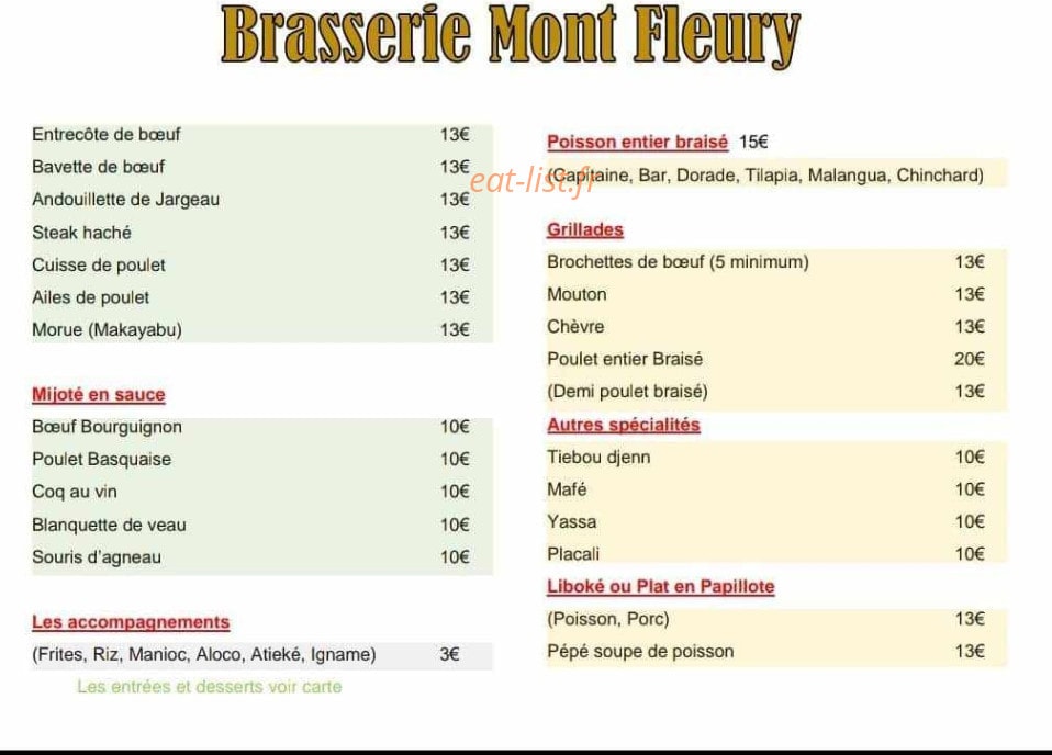 Brasserie Mont Fleury — carte page 2