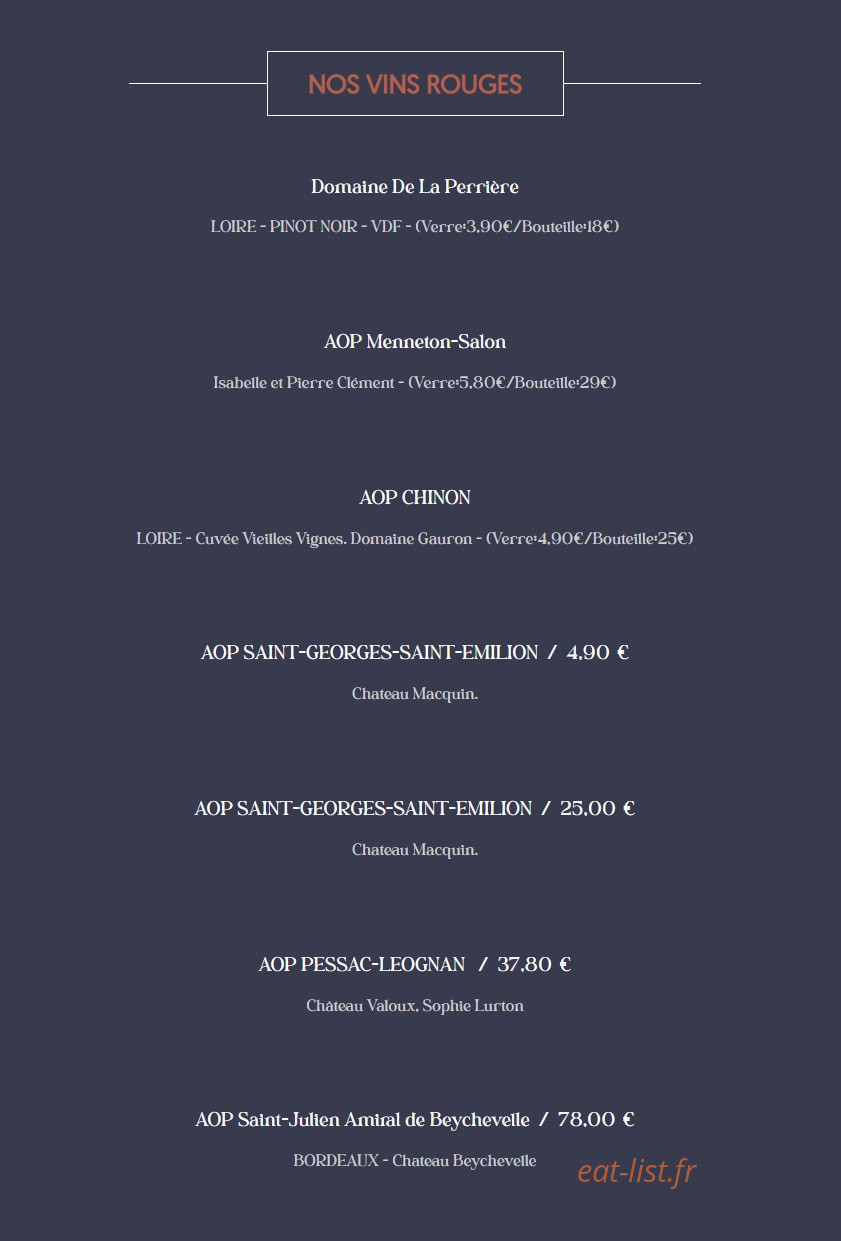 Cot's — carte page 14