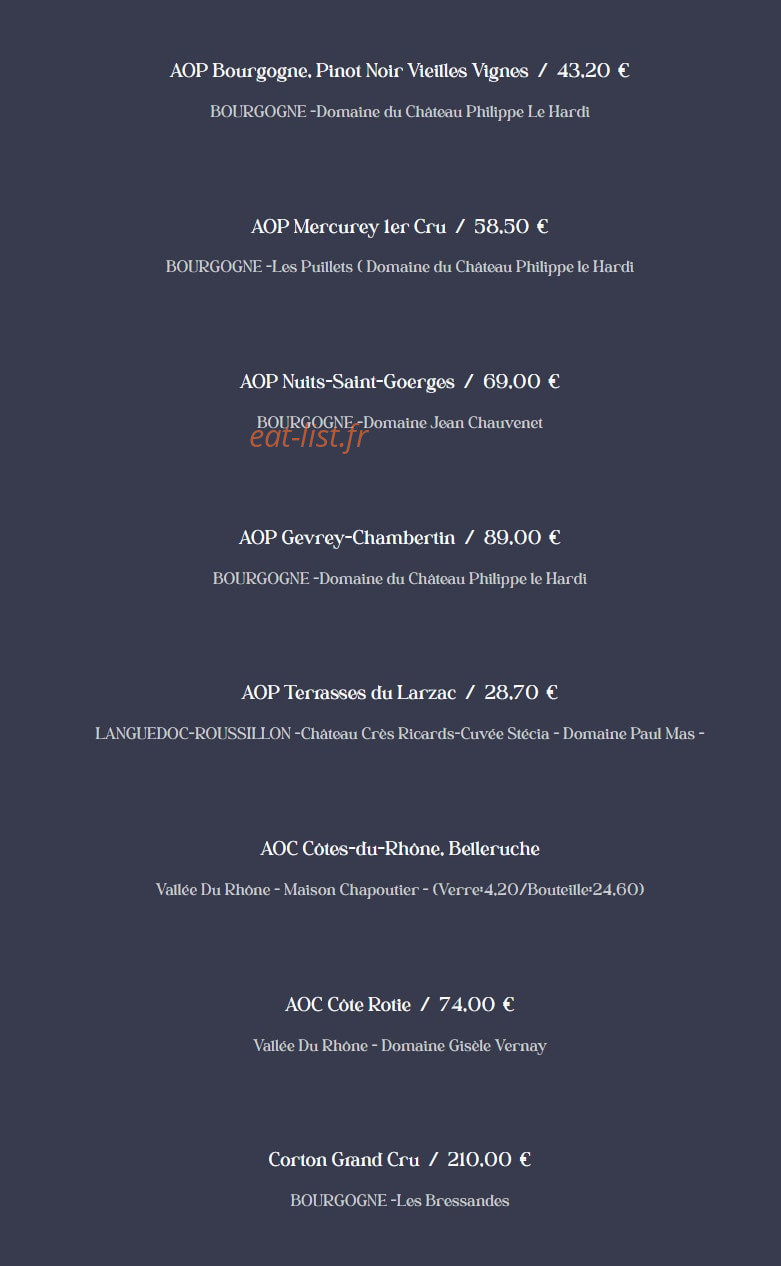 Cot's — carte page 15