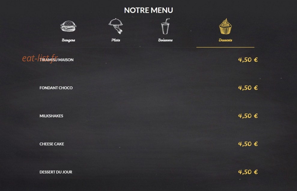L'atelier du Burger — carte page 4