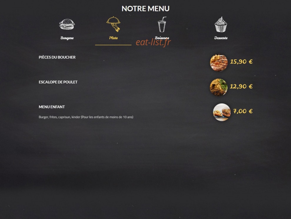 L'atelier du Burger — carte page 2