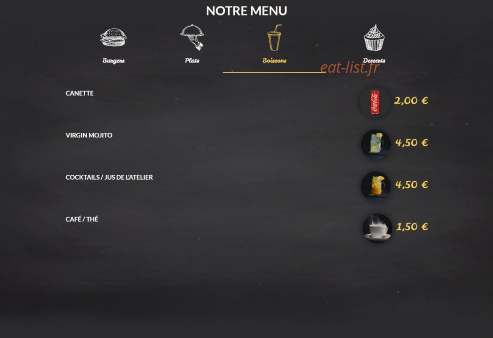 L'atelier du Burger — carte page 3