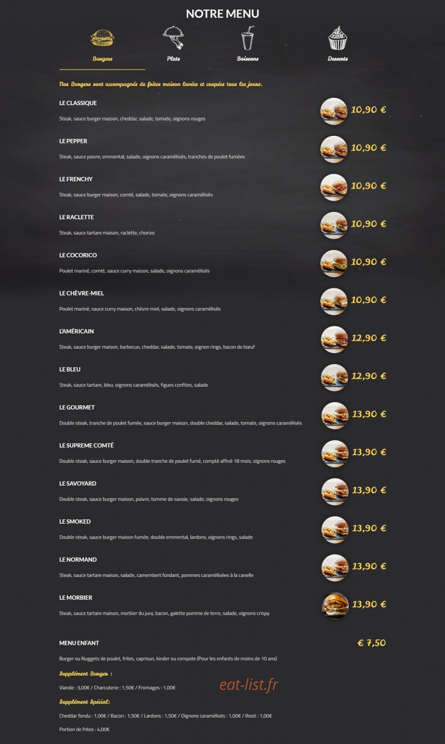 L'atelier du Burger — carte page 1