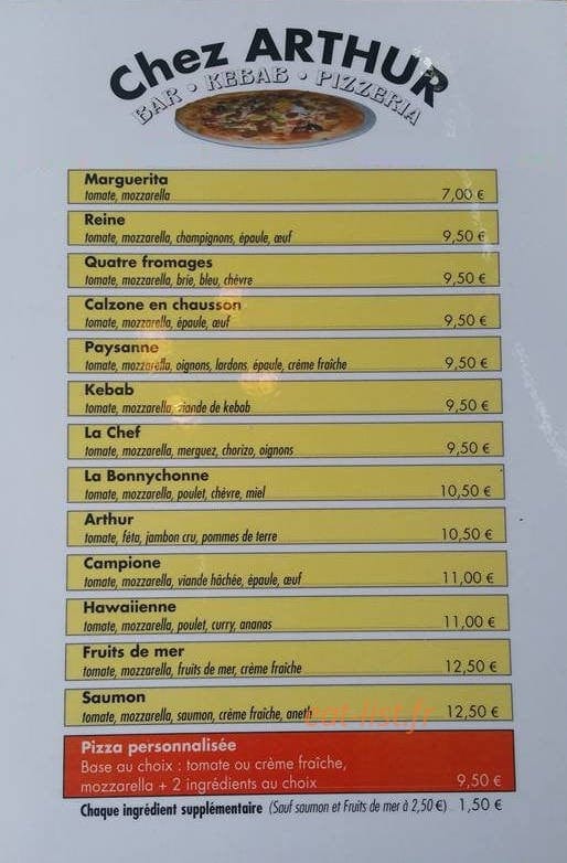 Chez Arthur — carte page 2