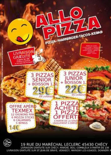 Allô Pizza — carte page 1