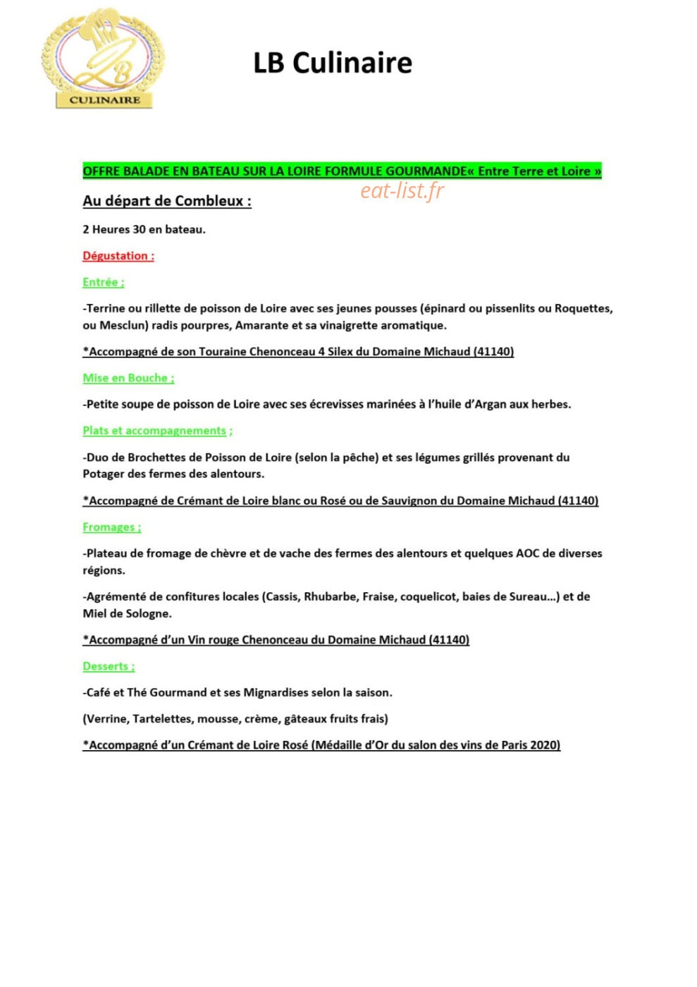 Lb Culinaire — carte page 5