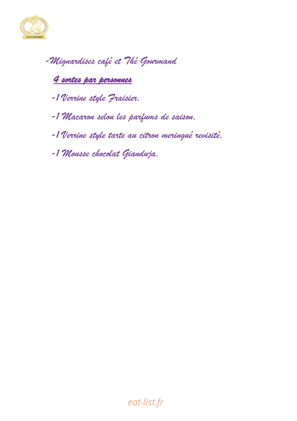 Lb Culinaire — carte page 4