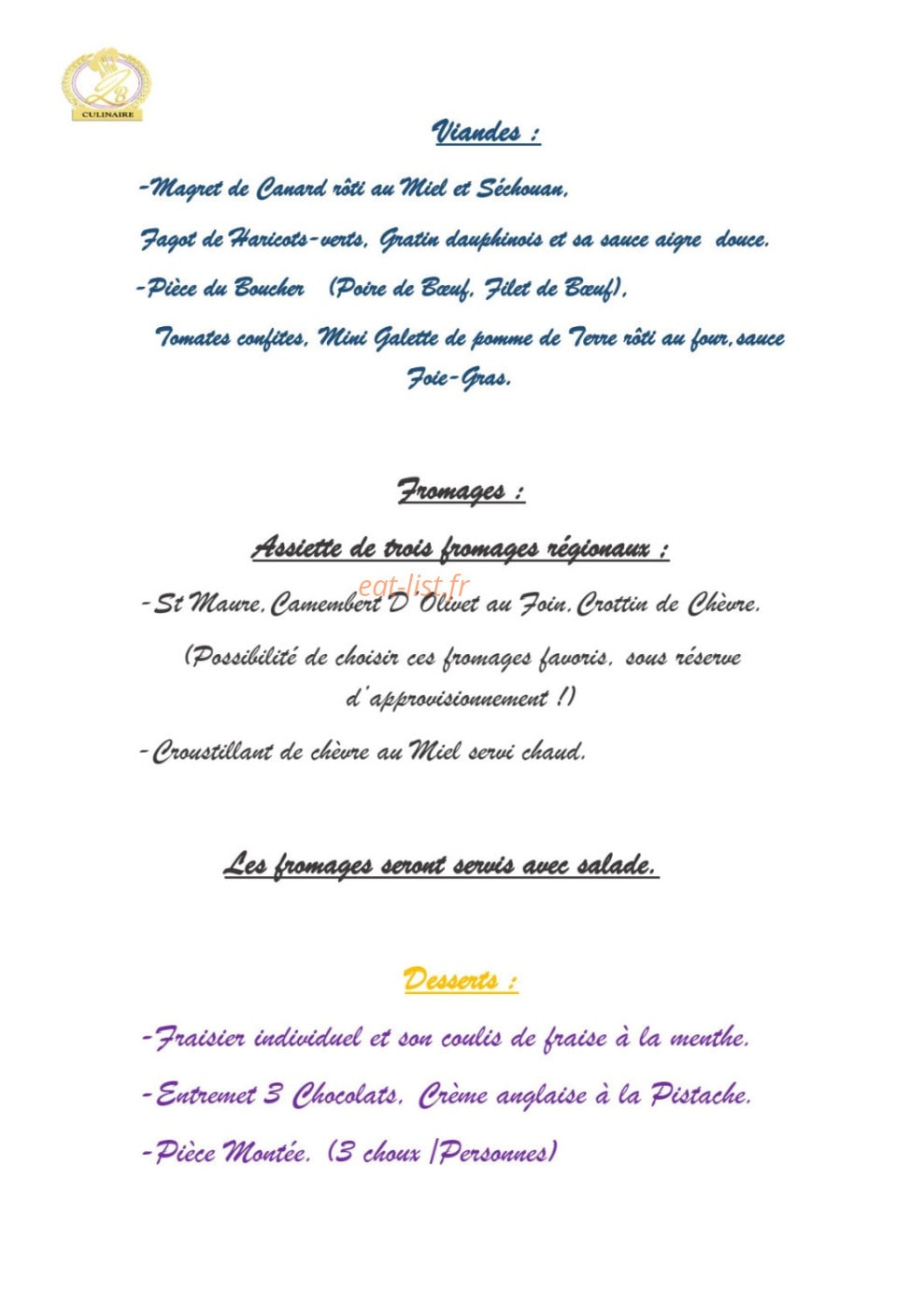 Lb Culinaire — carte page 3