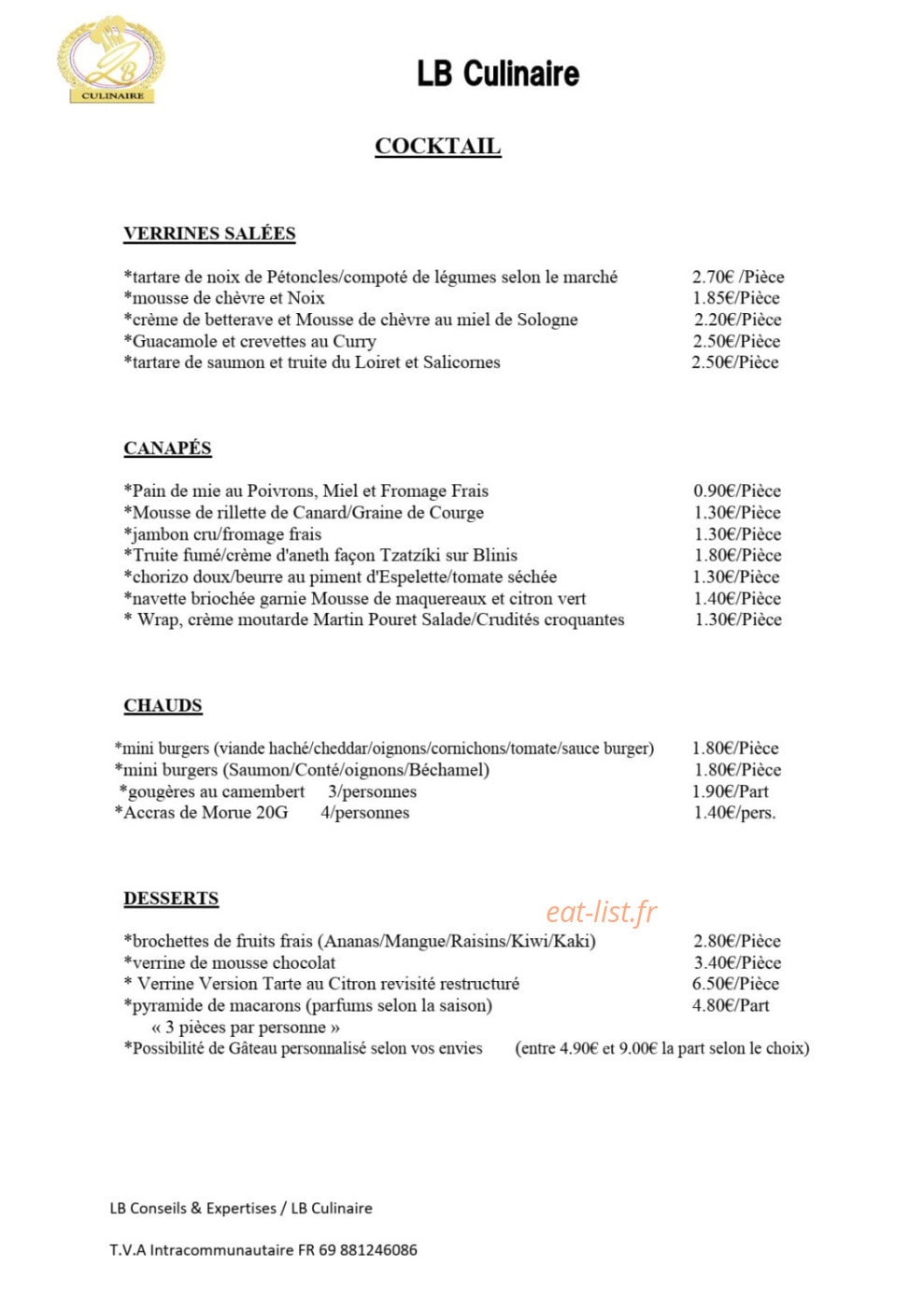 Lb Culinaire — carte page 6