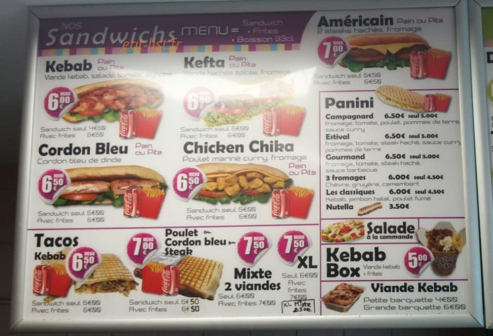 Nadil Food — carte page 1