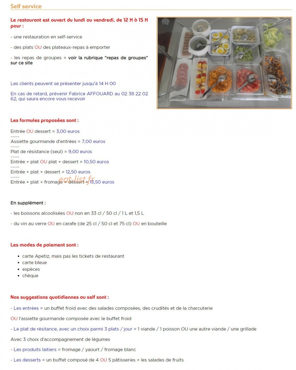 Aux Saveur des Loges — carte page 1