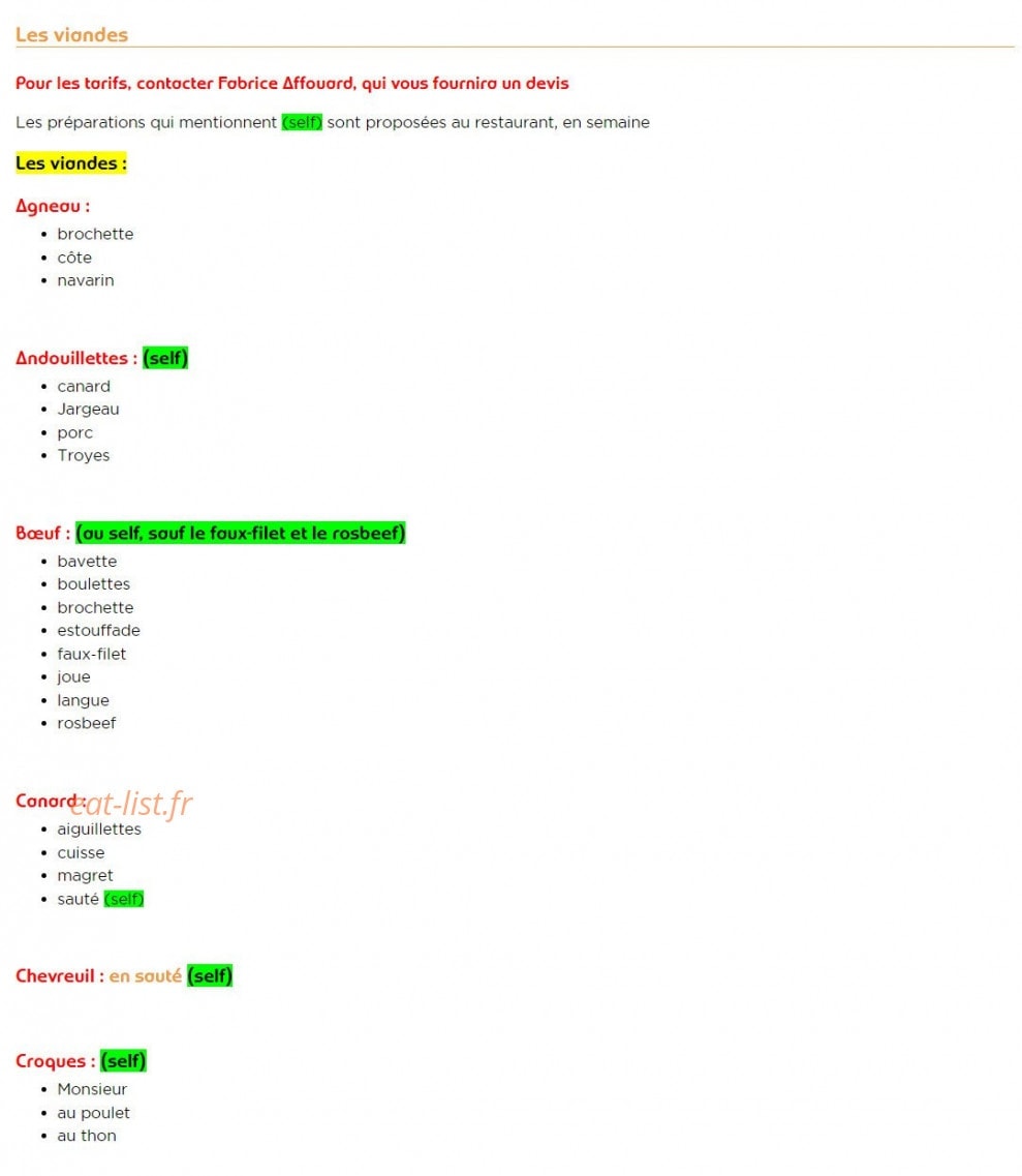 Aux Saveur des Loges — carte page 6