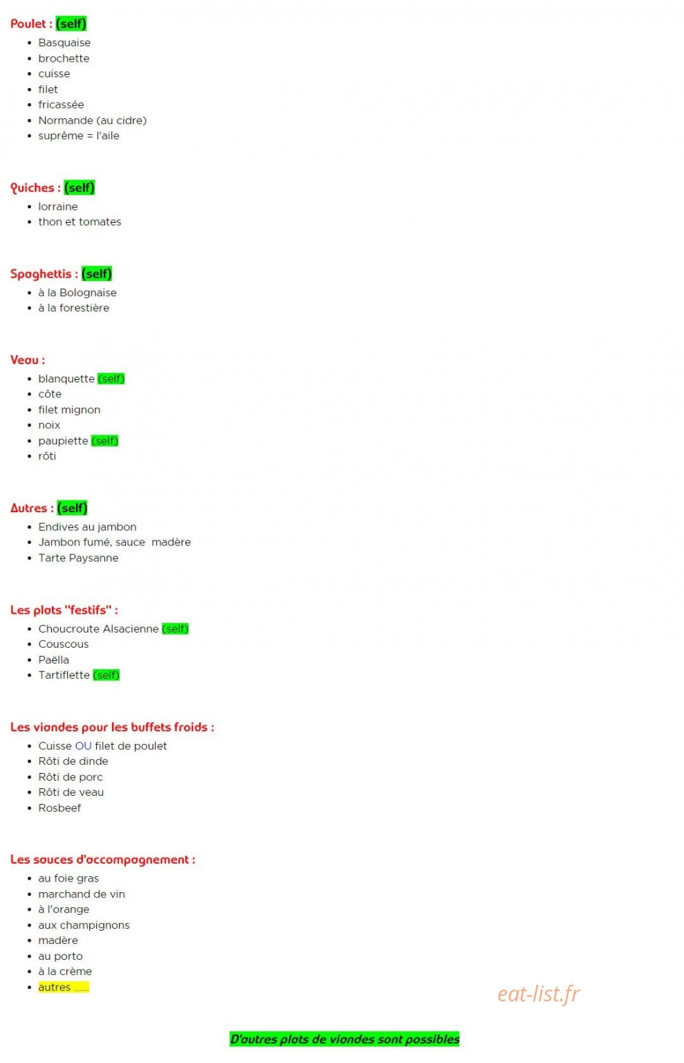 Aux Saveur des Loges — carte page 8