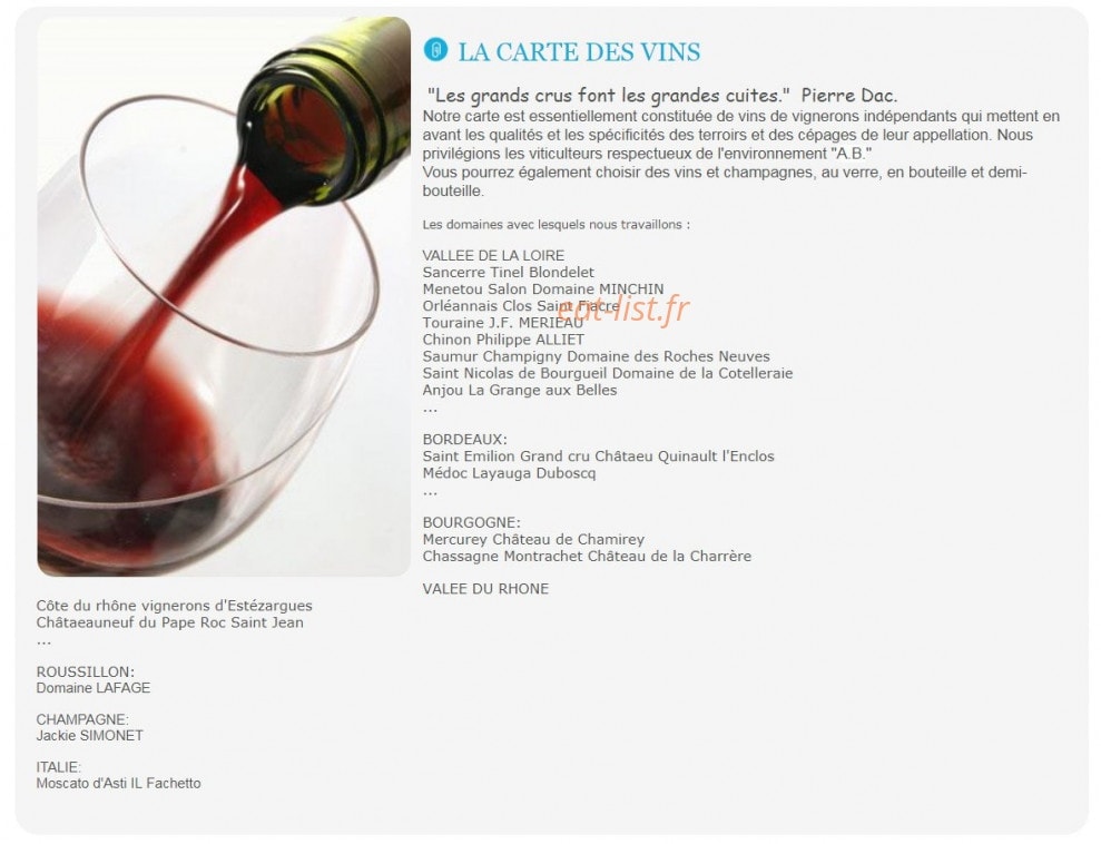 Auberge du Cheval Blanc — carte page 2