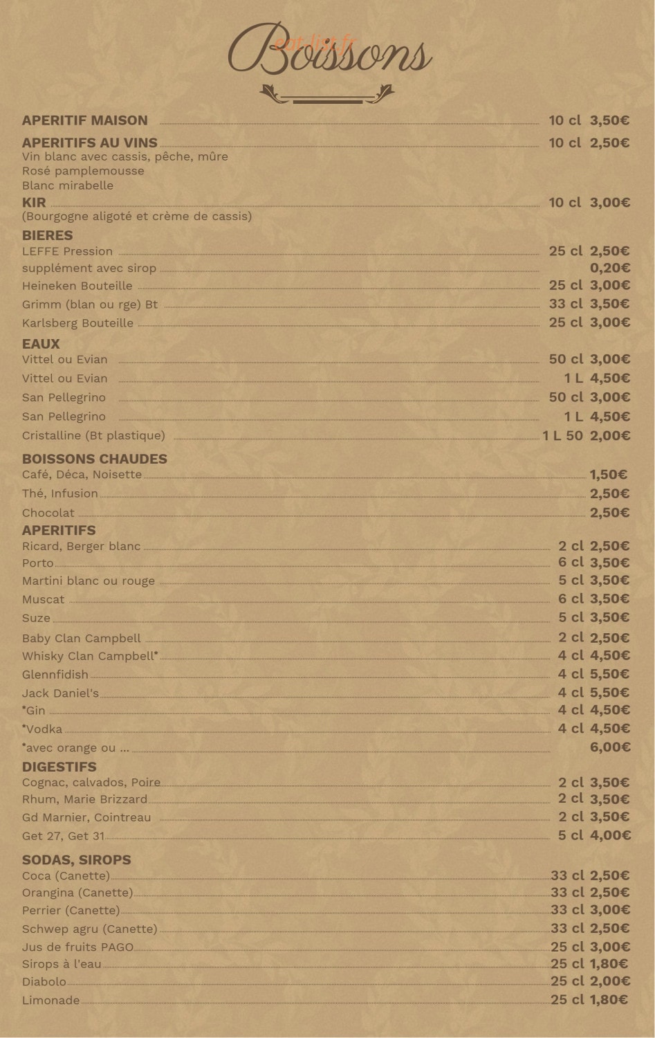 Au charme d'antan — carte page 6