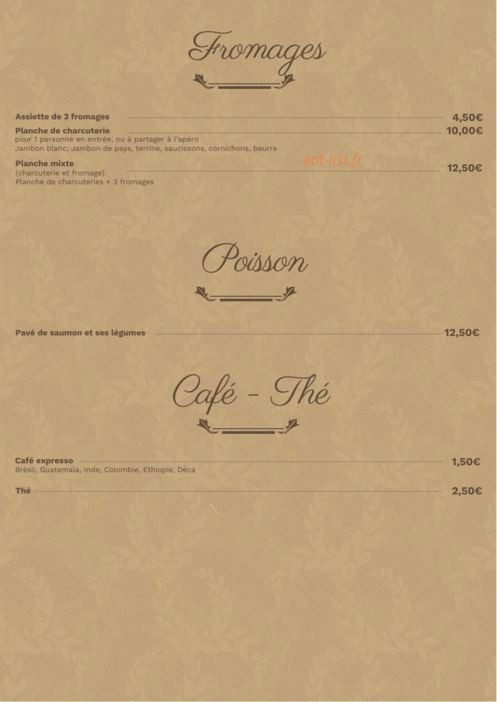 Au charme d'antan — carte page 2