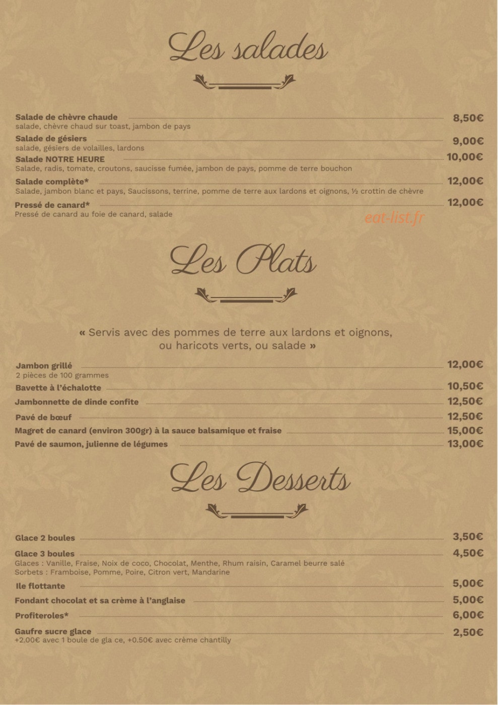 Au charme d'antan — carte page 1