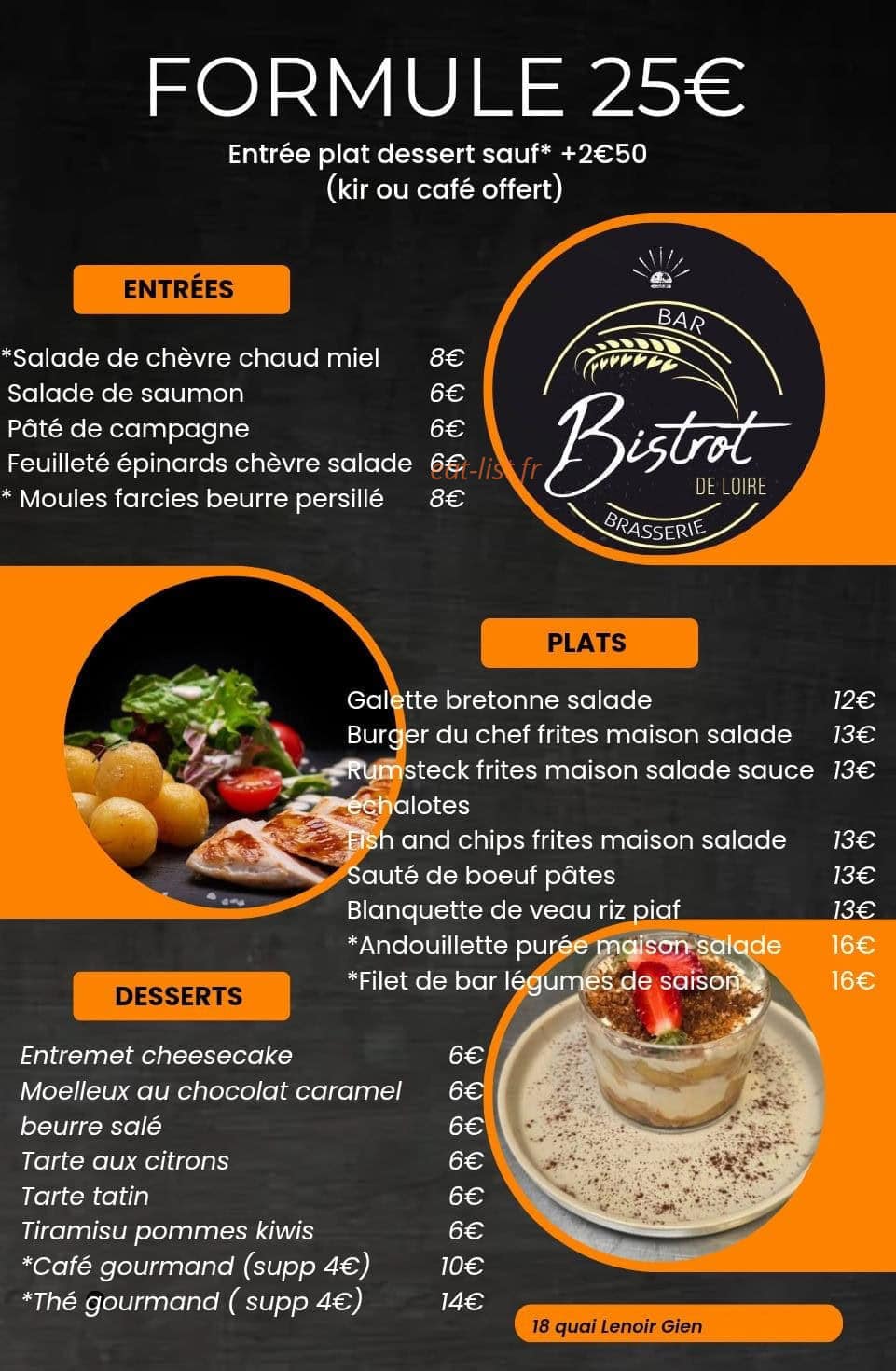 Bistrot de Loire — carte page 1